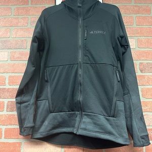 adidas Men's TERREX Tech Flooce Hooded Hiking Fleece Jacket - black HU1845